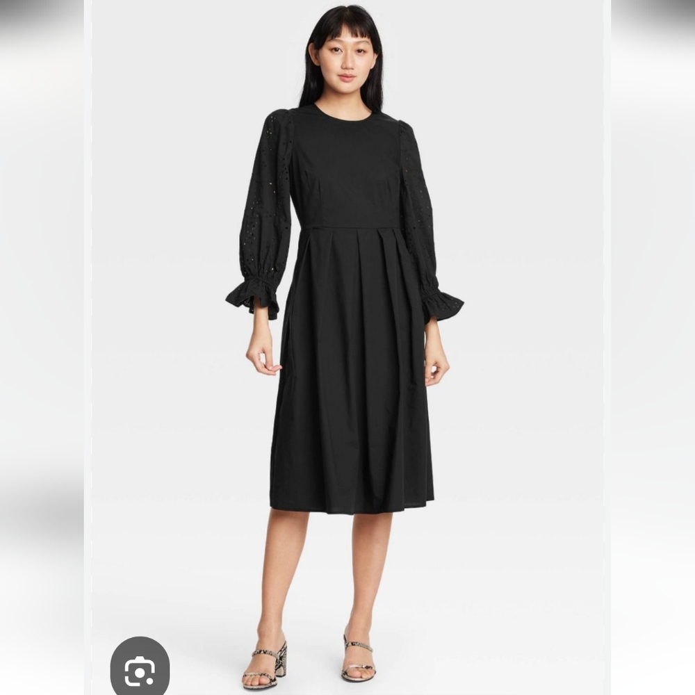 New Without Tags Who What Wear Black Long Sleeve Dress.  100% Cotton.